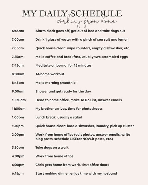 Daily Routine Schedule, Southern Curls And Pearls, Week Schedule, Morning Smoothie, Life Routines, Routine Planner, Morning Skin Care Routine, Work From Home Tips, Daily Schedule