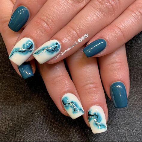 Freehand Nail Art Design, Blooming Nail Art Designs, Blooming Gel Nail Art Marble, Nail Art With Blooming Gel, Blooming Gel Marble Nails, Blooming Gel Ideas, Nail Blooming Gel, Blooming Gel Nail Art Designs, Square Nail Designs Short