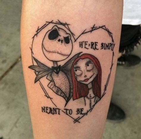 Discover 15 Captivating Jack and Sally Tattoos - Embrace the Gothic Romance of 2024 Jack And Sally Tattoo Small, Jack And Sally Tattoos, Jack And Sally Tattoo, Tattoo Nightmares, Jack Skellington Tattoo, Beer Tattoos, Coraline Tattoo, Jack Tattoo, Jack Y Sally