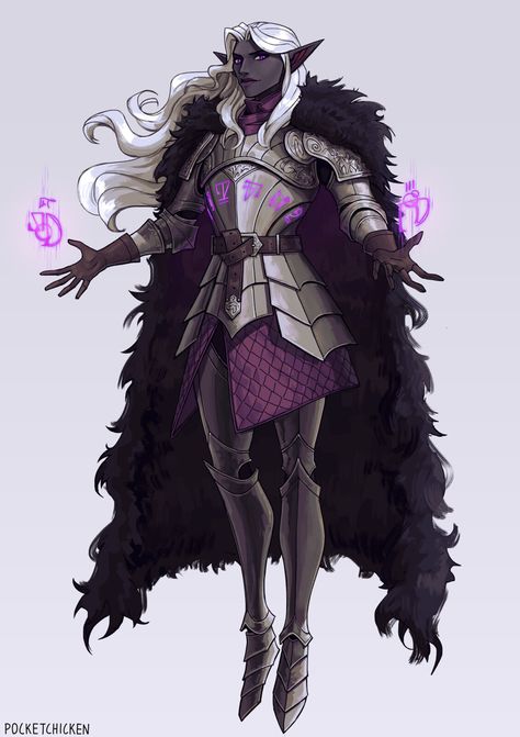 ArtStation - Armored Drow Mage, Jimi S (PocketChicken) Smegsy Art, Drow Queen, Mroczny Elf, Dnd Elves, Character Commission, Half Elf, Elf Characters, Dark Elves, Character Pictures