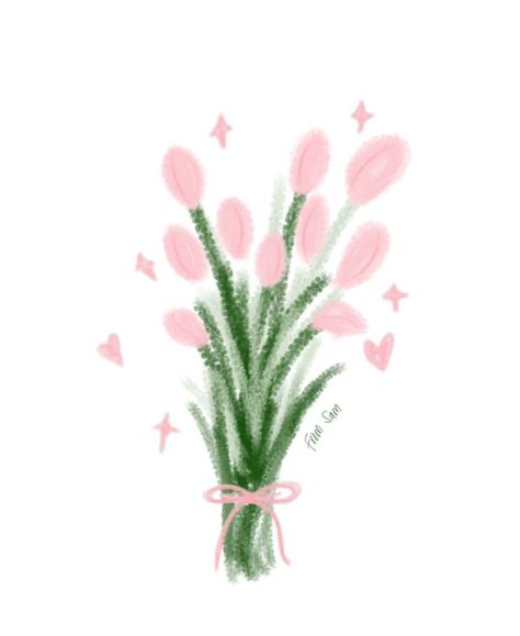 Drawing doodle bouquet flower trend aesthetic Flower Drawing White Background, Flower Aesthetic Cartoon, Luvssoft Pink, Pinkish Aesthetic, Flowers Bouquet Drawing, Bouquet Drawing, Flower Bouquet Drawing, Minimalist Wallpaper Phone, I Miss You Wallpaper