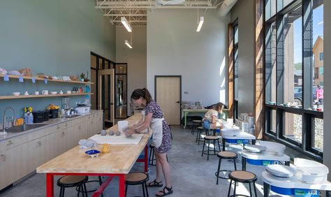 Urban Rooms, Small Theatre, Big Sky Montana, Community Living, Cedar Siding, Utility Buildings, Recreation Centers, Community Space, Waiting Area