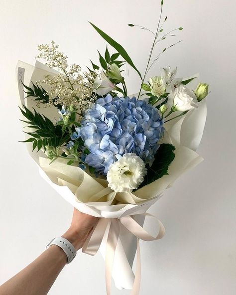 Graduation Flowers Bouquet, Blue Hydrangea Bouquet, Single Flower Bouquet, Blue Flower Arrangements, Hydrangea Flower Arrangements, Ribbon Flowers Bouquet, Blue Flowers Bouquet, Flower Boquet, Graduation Flowers