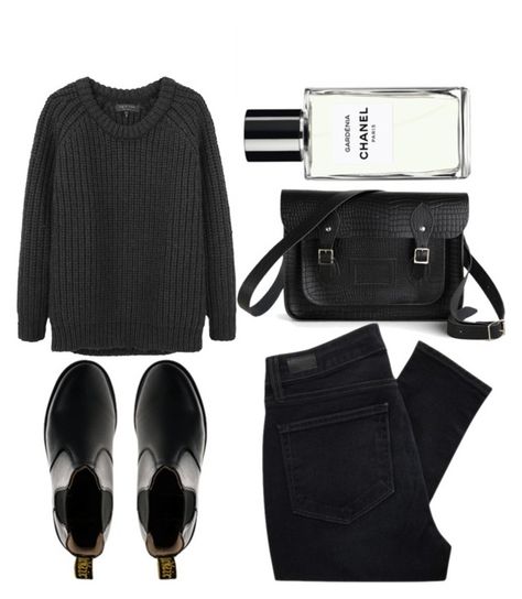 "french inhale" by deep-serene ❤ liked on Polyvore featuring Chanel, The Cambridge Satchel Company, Dr. Martens, rag & bone and Paige Denim French Inhale, Minimal Goth, Minimalism Fashion, Fashion Style Women, Black Wardrobe, Women Hats Fashion, Rocker Chic, Goth Aesthetic, All Black Outfit