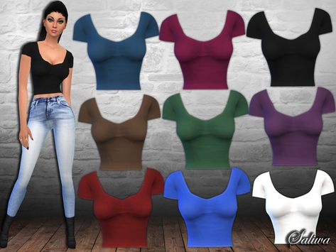 The Sims Resource: Casual Fit Crop Tops by Saliwa • Sims 4 Downloads Sims Shirts, Cc Top, Ladies Design, Cc Clothes, Tops For Ladies, Sims 4 Cc Skin, Sims 4 Teen, Sims 4 Downloads, Sims4 Clothes