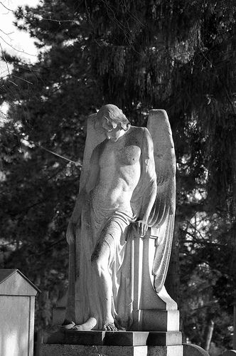 Samael Angel, Cemetery Sculpture, Male Angels, Cemetery Angels, Grave Stones, Male Angel, Cemetery Statues, I Believe In Angels, Greek Statues