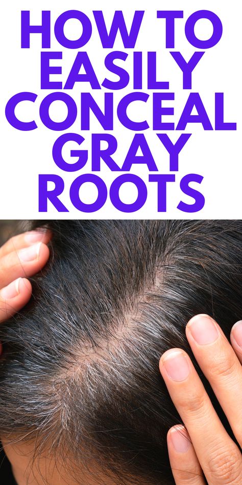 How to Easily Conceal Gray Hairs - Looking to hide your gray root? Here is an easy way to conceal gray hair. This product is the best product to use on gray roots. Colored Hair Roots, Grey Hair Roots, Gray Roots, Grey Hair Journey, Graying Hair, Hide Greys, Covering Grey Roots, Grey Hair Looks, Grey Hair Coverage