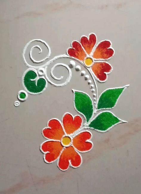 Aesthetic Rangoli Easy, Small Rangoli Design For Daily Flowers, Diwali Rangoli Unique Design, Round Rangoli Designs Latest Unique, Rangoli Designs Flower Easy, Ragoli Color Simple, Small Rangoli Design For Daily, Modern Rangoli, Small Free Hand Rangoli