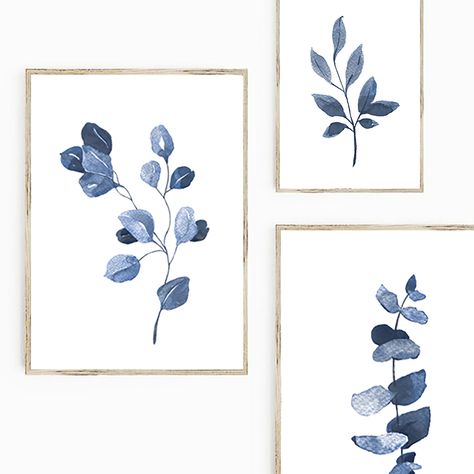 Set of 6 Indigo Blue Botanical Prints, Navy blue wall art, Navy Blue branches and leaves, Botany art, Botanical posters,Indigo blue decor Cuadros Diy, Navy Blue Wall Art, Navy Blue Walls, Plant Wall Decor, Botanical Wall Decor, Botanical Print Set, Leaf Plant, Abstract Botanical, Watercolor Blue