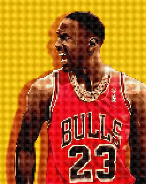 MICHAEL JORDAN Lebron James Michael Jordan, Stitch People, Graph Paper Drawings, Easy Pixel Art, Lamar Jackson, Jordan 8, Wu Tang Clan, Nba Stars, Cross Stitch Patterns Flowers