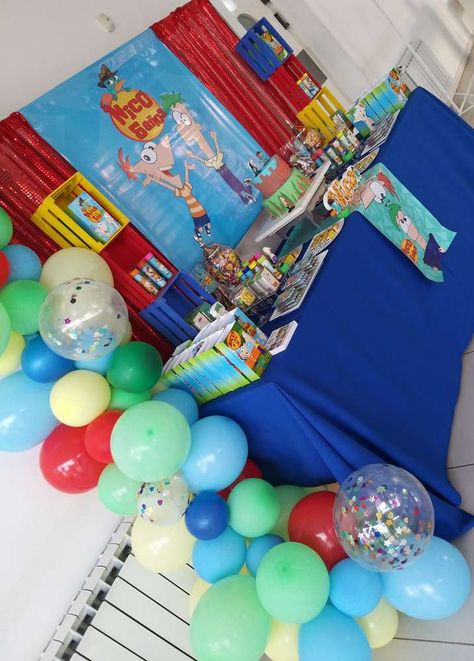 Phineas And Ferb Party Ideas, Phineas And Ferb Birthday Party, Phineas And Ferb Party, Phineas And Ferb Birthday, Phineas E Ferb, 5th Birthday Party, Phineas Y Ferb, 1st Birthday Themes, Birthday Party Theme Decorations