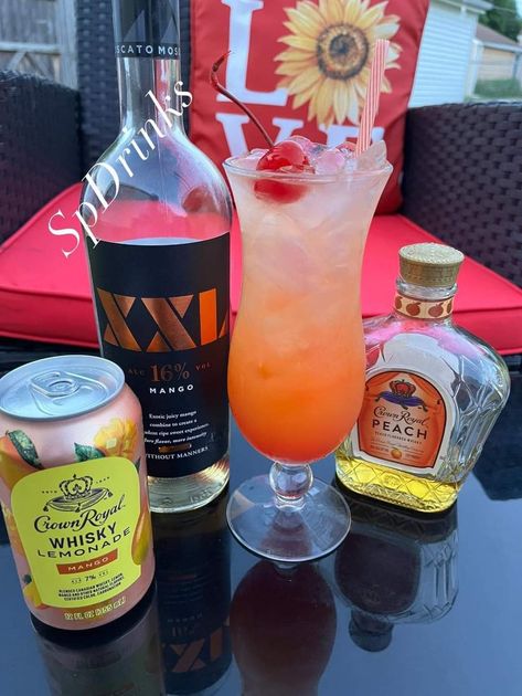 Xxl Wine Cocktail, Xxl Wine, Lemonade Garnish, Crown Royal Peach, Mango Wine, Bartending 101, Summer Drinks Alcohol Recipes, Fun Drinks Alcohol, Pretty Alcoholic Drinks