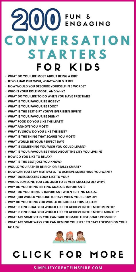 Are you looking for conversation starters for kids? Any parent knows that it can sometimes be difficult to get your child talking and the older they get, the harder this can be. That’s where conversation starters can be a wonderful way to foster open communication with your child. Questions to ask kids other than how was your day. Engaging conversation topics for kids. Funny conversation starters for families. These questions for kids are perfect for connecting with your child. Ways To Ask How Was Your Day, This Or That Kids Questions, Things To Ask Your Parents, How Questions, Family Get To Know You Questions, Parenting Questions For Couples, How To Be Perfect, Conversation Questions For Kids, Preschool Conversation Starters