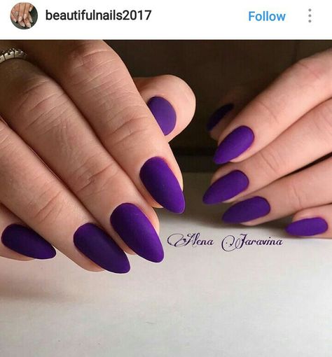 Purple Matte Purple Nails, Light Purple Nails, Dark Purple Nails, Purple Acrylic Nails, Valentine Nails, Purple Nail Designs, Purple Nail, Almond Acrylic Nails, Nails Only