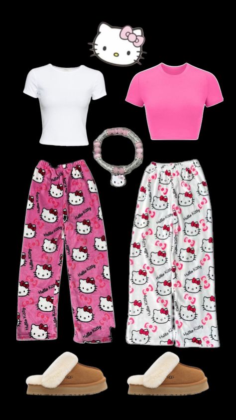 Cute hello kitty matching pjs Matching Pajamas For Couples Hello Kitty, Trashy Y2k Pjs, Hello Kitty Matching Pjs, Matching Hello Kitty Pajamas, Pink Hello Kitty Print Bottoms For Sleepover, Hello Kitty Pajama Pants Coiple, Sleepover Pjs, Cute Hello Kitty Sleepwear For Lounging, Hello Kitty Matching