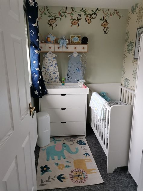 Toddler Box Room, Nursery In A Small Space, Small Nursery Space Ideas, Small Baby Space, Nursery Room Small Spaces, Loft Nursery Ideas Small Spaces, Nursery In Bedroom Small Spaces, Nursery In Small Space, Small Baby Bedroom Ideas