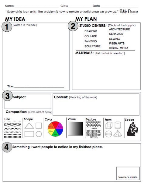 Wildcats Create!: Second Year TAB Teacher Surfing the Studio Centers--planning sheet for students Art Project Planning Sheet, Choice Based Art Lessons, Tab Art Room Elementary, Teaching For Artistic Behavior, Tab Classroom, Tab Art, Art Assessment, Art Rubric, Art Classroom Management