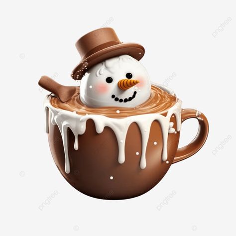 winter hot chocolate with melted creamy snowman isolated on transparent background christmas choco Winter Hot Chocolate, Emoji Christmas, Hot Choco, Chocolate Christmas, Background Christmas, Christmas Cup, Cute Emoji, Christmas Chocolate, Snowman Christmas