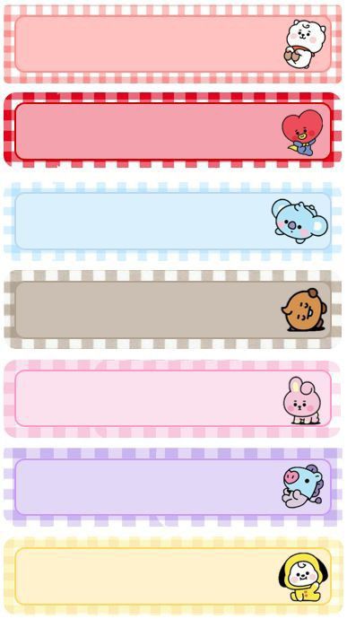 Bt21 Bookmark, School Stickers Labels, Printable Paper Patterns, Notebook Labels, Subject Labels, Penanda Buku, Note Pad Design, Note Writing Paper, Bookmark Craft