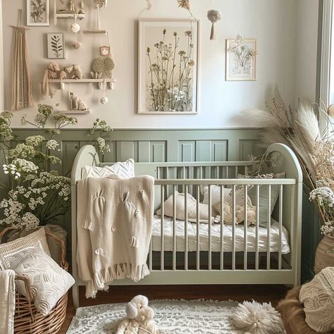 20+ Nature-Inspired Green Nursery Themes for a Serene Baby Space • 333+ Art Images Wnchanted Forest Nursery, Sage Green Forest Nursery, Unisex Green Nursery, Earthy Nursery Decor, Green Nursery Mural, Harry Potter Herbology Nursery, Sage Green Wildflower Nursery, Green Garden Nursery, Garden Inspired Nursery