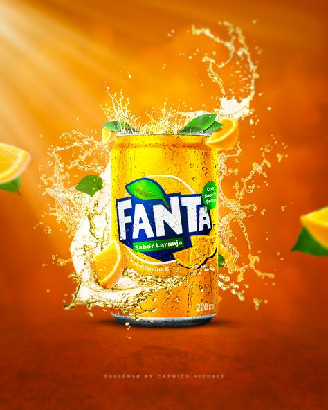 An unofficial product advertisement poster I designed for @fanta . There isn't too much of a story here, but the main goal was to create something that captures attention at first glance—a kind of attention that inspires a desire in the viewer to take action and purchase the product. For this piece, I decided to incorporate the entertainment and fun context that Fanta is related to in this poster. This is why we have the splash and flying orange and leaf. Overall, what are your thoughts on ... Can Advertising, Drinks Ads, Posters Layout, Fanta Orange, Graphic Design Posters Layout, Beverage Poster, Ads Design, Publicidad Creativa, Principles Of Art