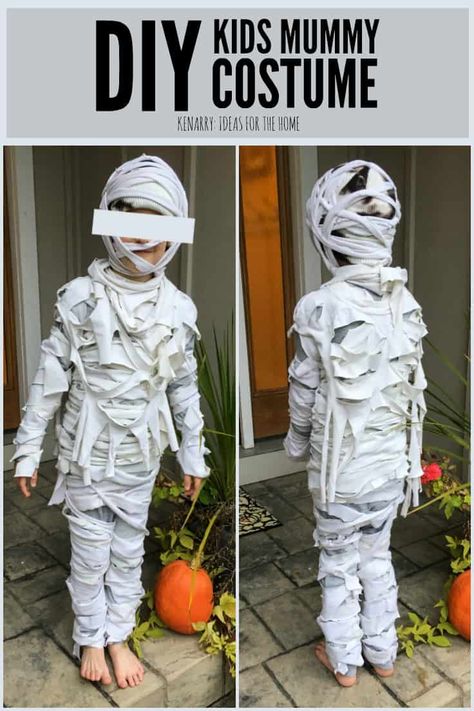 Need an easy Halloween costume idea for kids? In this DIY tutorial, you'll learn how to make a mummy costume with bandages and old t-shirts. #halloween #diyhalloweencostume #kenarry Kids Mummy Costume, Best Baby Costumes, Diy Mummy Costume, Boys Halloween Costumes Diy, Mummy Halloween Costume, Halloween Costumes Kids Boys, Mummy Costume, Easy Halloween Costume, Easy Diy Costumes