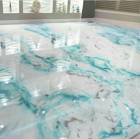 Epoxy Flooring Ideas, 3d Epoxy Floor, Epoxy Counters, Mermaid Kitchen, Unique Countertops, Wallpaper Dining Room, Beach Farm, Wallpaper Dining, Design Home Kitchen