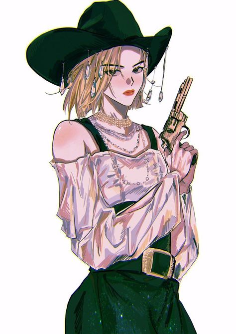 Western Character Inspiration, Western Oc Female, Gunslinger Art, Female Cowboy Art, Cowgirl Oc Art, Female Gunslinger Art, Black Cowboy Character Design, Cowgirl Character Art, Mexican Character Design