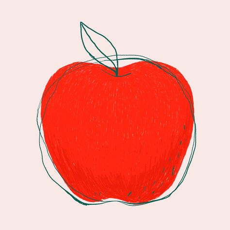 Minimal doodle art apple psd drawing | free image by rawpixel.com / Namcha Apple Fruit Illustration, Apple Doodle, Apple Artwork, Apple Illustration, Art Apple, Apple Vector, Arte Doodle, Drink Design, Cute Doodle