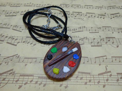 Artist Palette Pendant Necklace Miniature Fimo Polymer Clay Fimo Polymer Clay, Artist Palette, Buy Earrings, Cute Clay, Art Pendant, Artist Gifts, Hand Made Jewelry, Style Art, Polymer Clay Jewelry