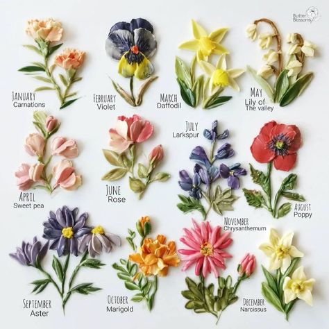 Williams Sonoma on Instagram: “Find your birth flower. 🌸 Gorgeous buttercream piping by @butterblossoms. #cakedecorating #pipingtechniques” Birth Month Colors, Buttercream Piping, Butter Blossoms, November Birth Flower, Flower Calendar, Flower Chart, Birth Flower Tattoos, Flower Iphone Cases, Meringue Buttercream