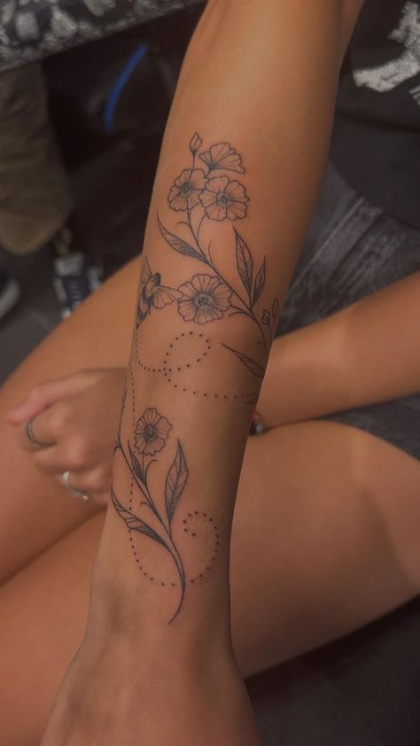 Dainty Flower Arm Tattoos For Women, Small Tattoos Arm Sleeve Women, Forearm Tattoo Women Outline, Flowers Around Wrist Tattoo, Women Tattoos Sleeve Ideas Beautiful, Cherry Blossom Tattoo Arm For Women, Woman’s Forearm Tattoo, Flower Arm Sleeve Tattoos For Women, Flowers Around Arm Tattoo