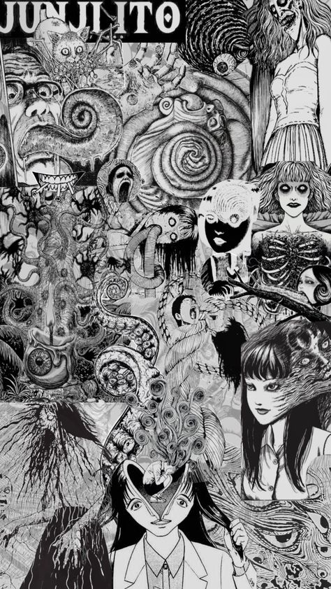 Junji Ito‘s world. #junjiito Japanese Horror, Creepy Pictures, Junji Ito, Dark Art Illustrations, Scary Art, Creepy Art, Cute Wallpaper Backgrounds, Horror Art, Manga Drawing