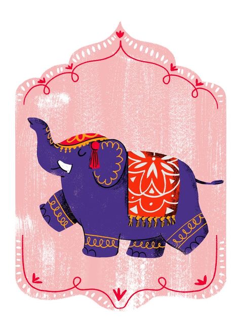 Elephant Illustration Art, Indian Graphics, Retro Indian, Rajasthani Art, Indian Illustration, Elephant Illustration, Pichwai Paintings, Advocate Art, Illustration Agency