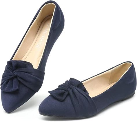 Amazon.com | MUSSHOE Women Comfortable Women's Flats Slip on Pointed Toe Flats Shoes,Nude 9 | Flats Navy Flats Shoes, Navy Blue Flats Shoes, Flats Shoes Dressy, Womens Dress Flats, Dressy Flats Shoes, Navy Blue Flats, Shoes Nude, Navy Flats, Navy Shoes