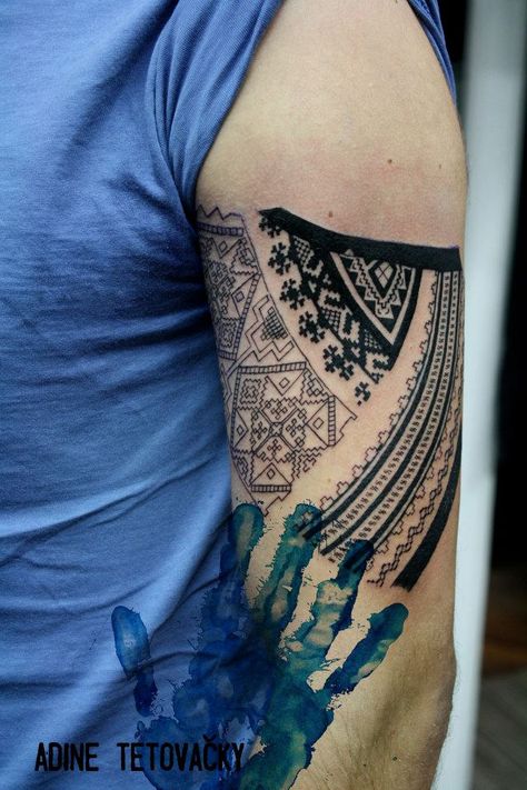 Slovak folk tattoo Czechoslovakian Tattoo, Slovak Tattoo Ideas, Slovak Tattoo, Folk Tattoo, Czech Tattoo, Slavic Art, Slavic Tattoo, Ukrainian Tattoo, German Tattoo