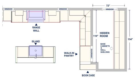 Pantry Dimensions, Pantry Plans, Pantry Layout, Kitchen Floor Plan, Hidden Pantry, Desain Pantry, Pantry Room, Kabinet Dapur, Kitchen Floor Plans