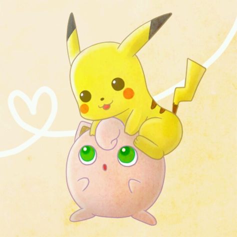 Pikachu and Jigglypuff Jiggly Puff, Adorable Pokemon, Cute Pokemon Art, Pikachu Tattoo, Pokemon Jigglypuff, Pikachu Wallpaper, Your Adorable, Cute Pikachu, Shiny Pokemon