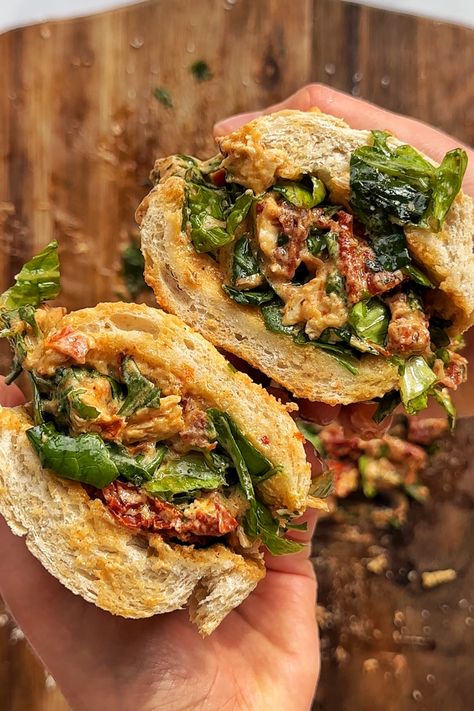 Marry Me Chicken Chopped Salad Sandwich Big Sandwich Recipes, Gourmet Sandwiches Presentation, Sicilian Sandwich Recipes, Marry Me Sandwich, Chicken Patty Sandwich Recipes, Italian Chicken Sandwich Recipes, Chorizo Sandwich Recipes, Marry Me Chicken Sandwich, Chicken Mushroom Sandwich