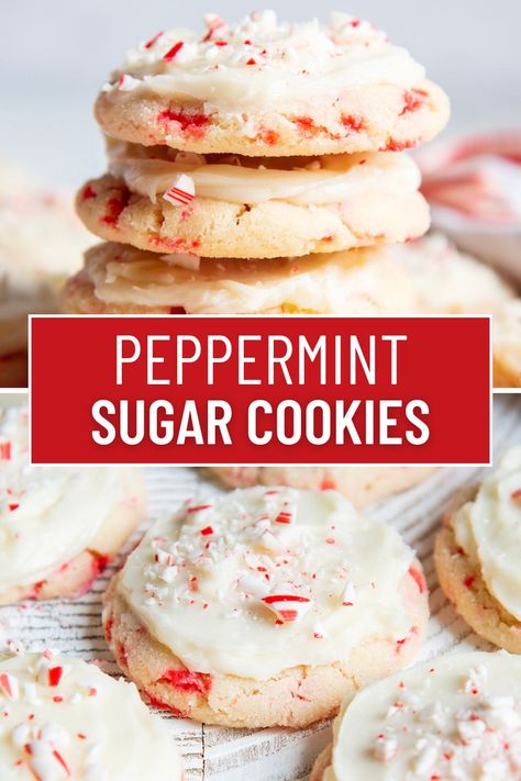 Peppermint White Chocolate Sugar Cookies, Peppermint Crunch Sugar Cookies, 4 Ingredient Peppermint Cookies, Peppermint Andes Cookies, Peppermint Macarons Recipe, Homemade Cookie Frosting, Frosted Peppermint Cookies, Peppermint Marshmallow Cookies, Peppermint Baking Chips Recipes