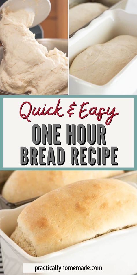 This Quick and Easy One Hour Bread Recipe is so simple to make and so delicious that you’ll never want to buy store bought bread again! This bread is perfect for sandwiches, toast, or anything in between. It tastes phenomenal and the texture is amazing, so you’ve got to give this bread a try today! Quick Homemade Bread Recipes, Easy One Hour Bread, Making Homemade Bread Easy Recipes, Easy Bread Instant Yeast, Easy Quick Rise Bread, 30 Min Bread Recipes, How To Make Bread Without A Bread Maker, How To Make Quick Bread, Easy Bread For Soup