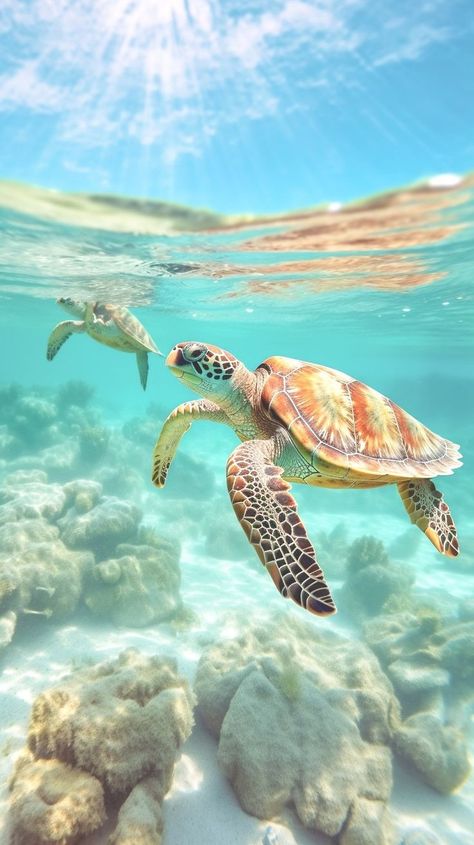 Sea Turtle Wallpaper, Sea Turtle Pictures, Turtle Wallpaper, Cute Summer Wallpapers, Beautiful Ocean Pictures, Ocean Pictures, Wallpaper Ipad, Pretty Landscapes, Ocean Vibes