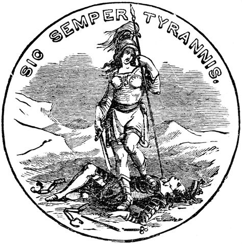 Sic Semper Tyrannis Sleeve Tattoos, Sic Semper Tyrannis, Seal Tattoo, Tattoo For Son, Tea Brands, Symbolic Tattoos, Badge Design, State Art, Vintage Illustration