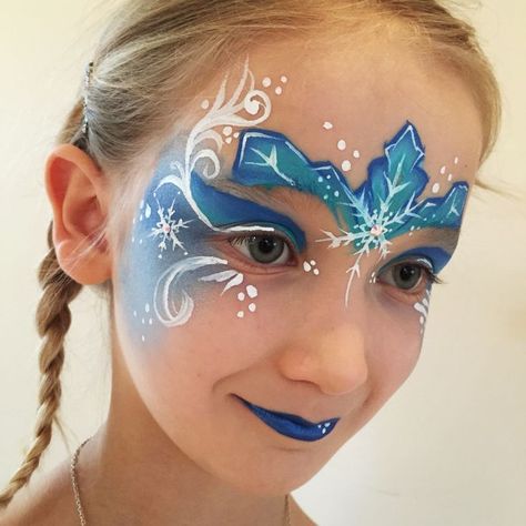 Elsa face paint #elsa #facepaint #frozen #frost #blue ... Frozen Face Paint, Elsa Makeup, Ice Queen Makeup, Christmas Face Painting, Frozen Face, Girl Face Painting, Face Painting Tutorials, Face Painting Easy, Chasing Fireflies