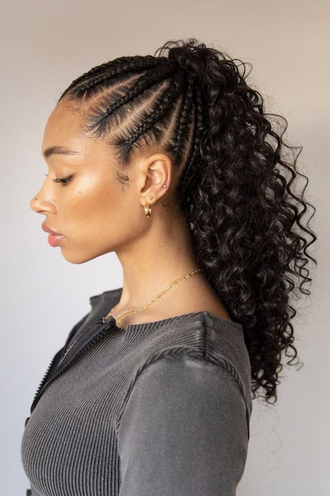 Cornrow Ponytail, Braided Cornrow Hairstyles, Braided Ponytail Hairstyles, Natural Hair Braids, Cornrow Hairstyles, Ponytail Styles, Box Braids Hairstyles, Braided Ponytail, Braids For Black Hair