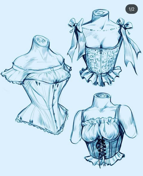 Corset Sketch Drawing, Corset Design Drawing, Dress With Corset Drawing, Corset Side View, Headless Body Drawing, Corsets Drawing, Corset Design Sketch, Clothing Sketches Design, Corset Top Drawing