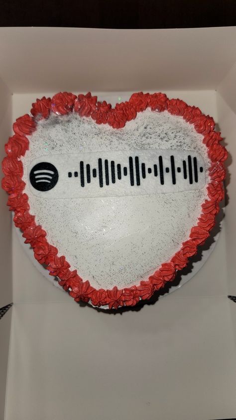 Spotify Cake, Spotify Scan Codes Gift Ideas, Spotify Playlist Scan Codes, Spotify Song Scan Codes, Song Request, Spotify Code, Heart Cake, Edible Images, The Song