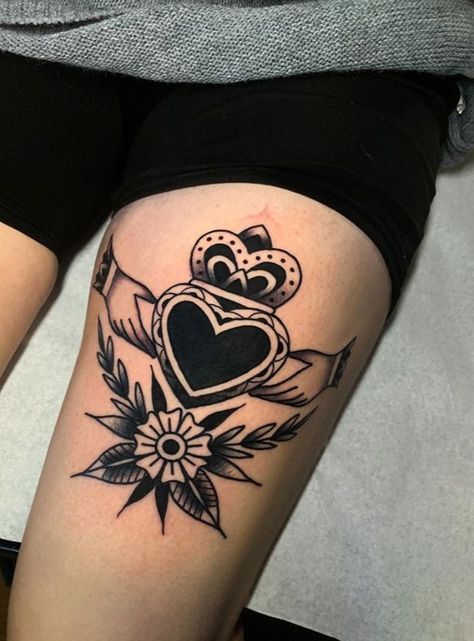 Traditional Claddagh Tattoo, Apprenticeship Portfolio, Romantic Tattoos, Claddagh Tattoo, Romantic Tattoo, Irish Tattoos, Sweet Tattoos, Gorgeous Tattoos, Heart Tattoo Designs