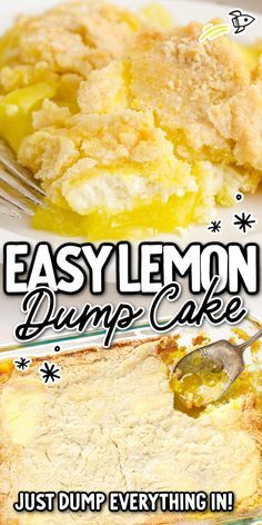 Lemon Dump Cake Recipes, Dessert Recipes Lemon, Lemon Dump Cake, Lemon Dump Cake Recipe, Lemon Dessert Recipes Easy, Lemon Lasagna, Lemon Cake Mix Recipe, Blueberry Dump Cakes, Dump Cake Recipe