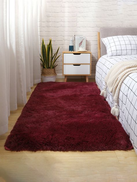 1pc Wine Red Bedside Carpet For Bedroom, Living Room, Tatami, Modern Minimalist Nordic Ins Lovely Full Paving Red MatI discovered amazing products on SHEIN.com, come check them out! Maroon Decor, Burgundy Bedroom, Sofa Balcony, Window Cushion, Wool Sofa, Area Rug Sets, Wool Tie, Plush Carpet, Bedroom Carpet